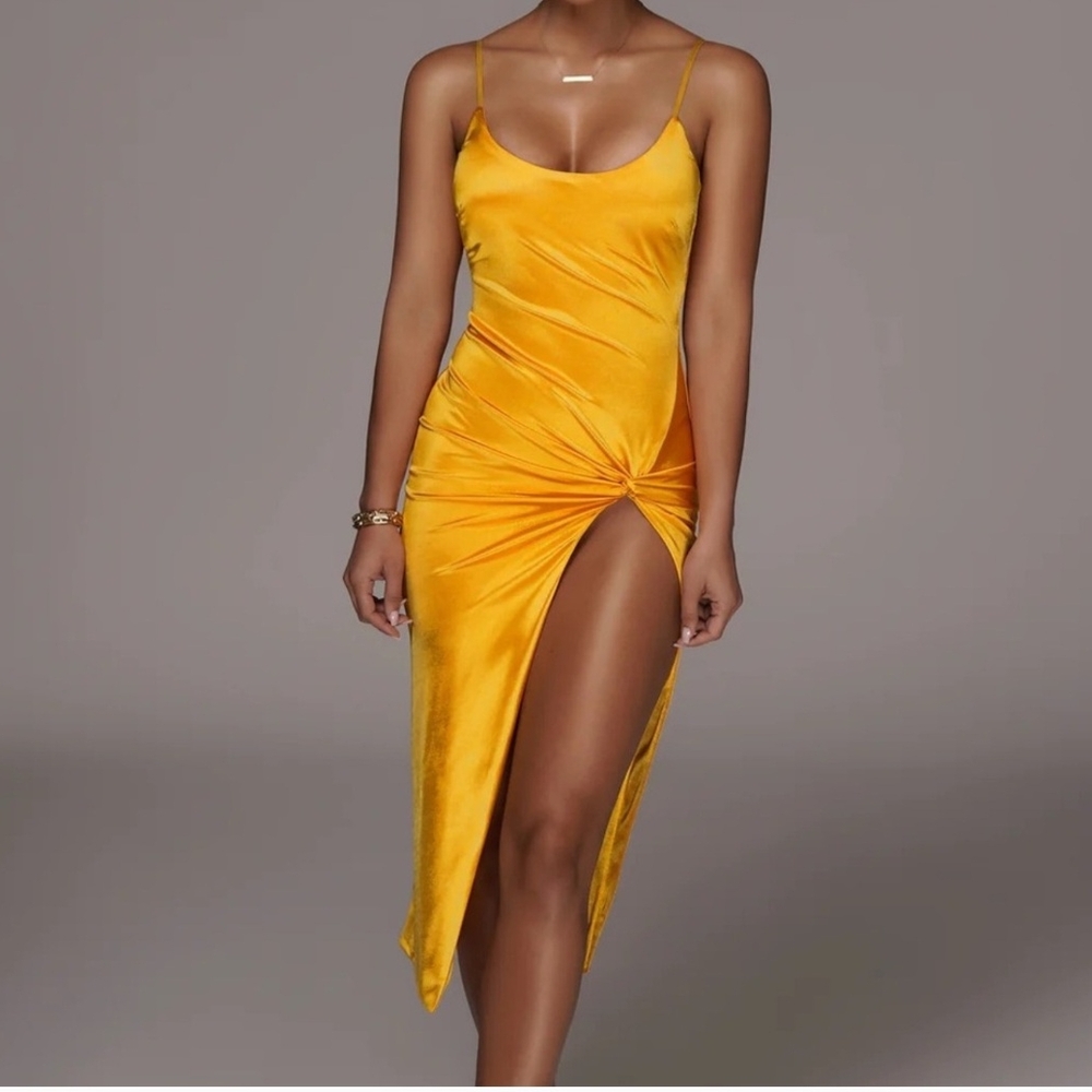 JLUXLABEL Asymmetrical Yellow Dress